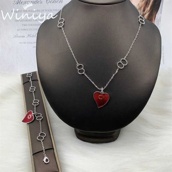 

2023 designer new gjia / gujia 2021 new enamel letter necklace bracelet temperament trend fashion bead chain jewelry, Silver