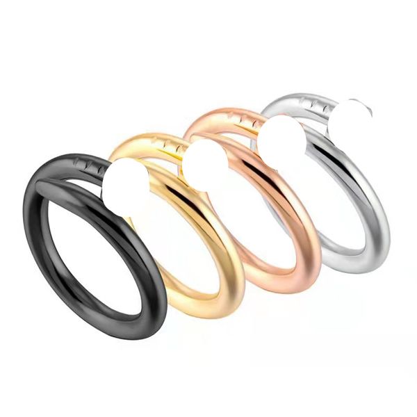 

fashion new product designer ring couple brand nail ring titanium steel 18k gold diamond ring gift wedding ring for women, Silver