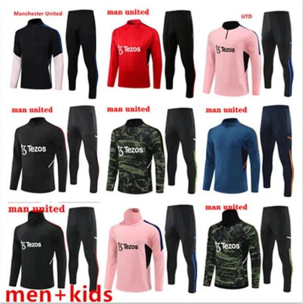

2022 2023 men kids soccer football tracksuit sets 22 23 half pulled long sleeve football training suit foot chandal futbol survetement train, Black