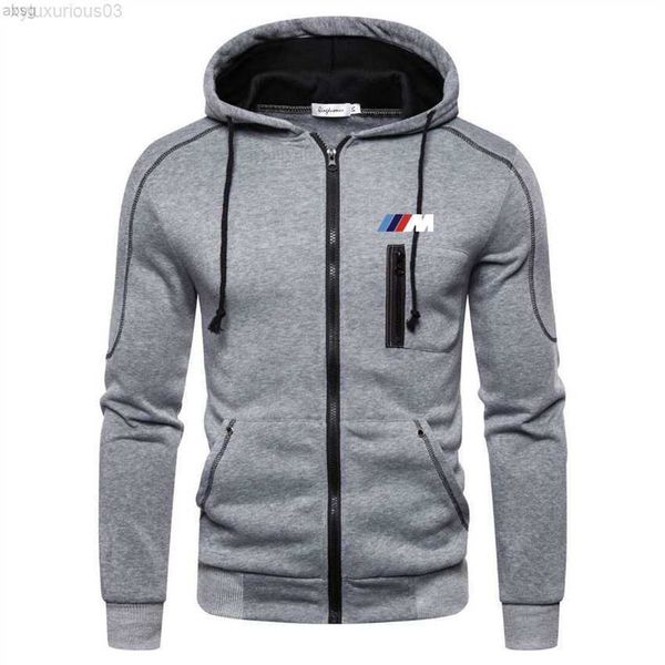 

men's hoodies sweatshirts jackets bmw m print zipper card, Black