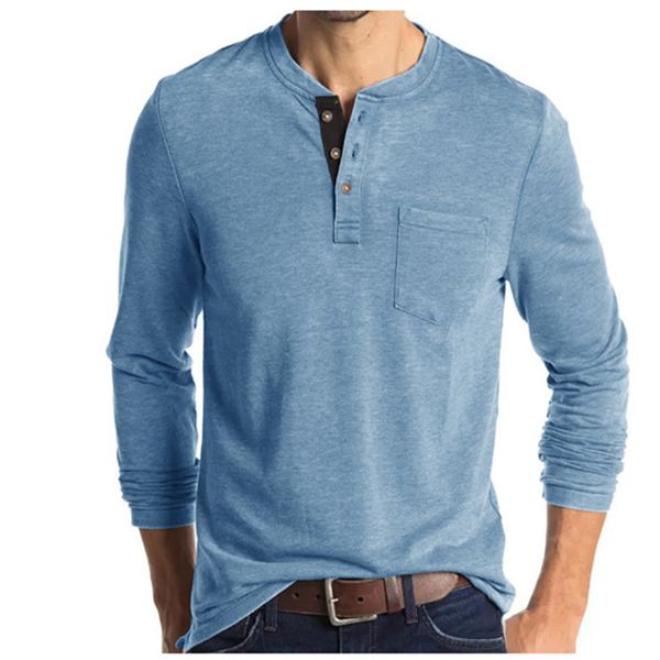 

aiopeson henley collar t shirt men casual solid color long sleeve for autumn 100 cotton us size s-xxl, White;black