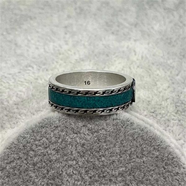 

2023 designer new fashion jewelry enamel double interlocking ring men's and women's piping decorated with silver