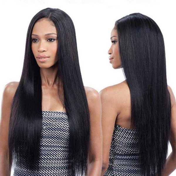 

wig female black mid length straight hair high temperature fiber machine