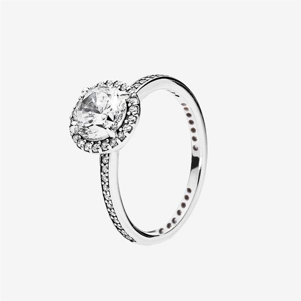 

beautiful women wedding ring big cz diamond rings with original box set for pandora real sterling silver engagement gift ring281g, Slivery;golden