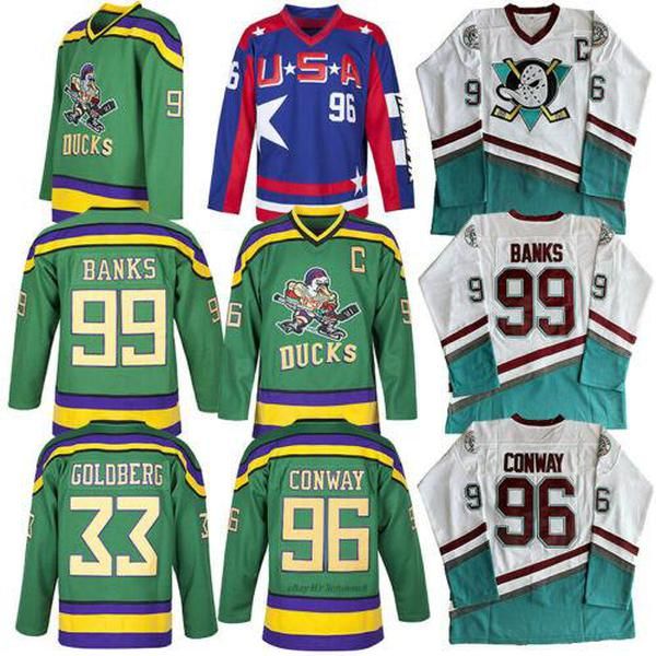 

mighty ducks jersey 66 gordon bombay 96 charlie conway 99 adam banks hockey jersey the mighty ducks of anaheim mens movie jersey white green, Black;red