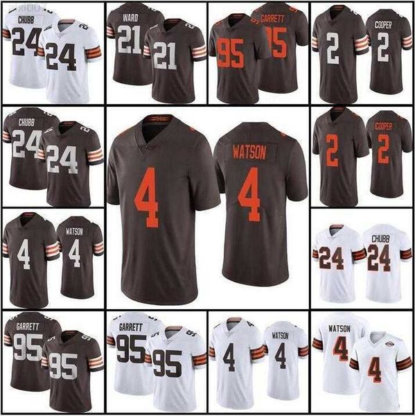 

football jersey cleveland''browns''custom 2 amari cooper 50 jacob phillips 95 myles garrett 24 nick chubb 28 jeremiah ow, Black;red