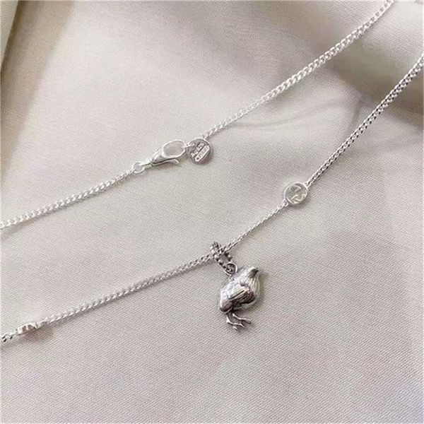

2023 designer new fashion jewelry zhigujia 925 silver make old couple chicken necklace cool wind sweater chain