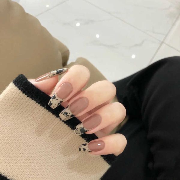 

false nails quail eggshell french wearing enhancement patch pseudo finished removable ballet 230318, Red;gold