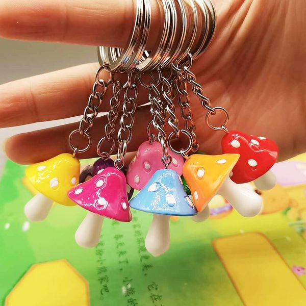 

creative colorful mushroom keychain pendant cartoon resin keychains jewelry promotional gift accessories, Silver