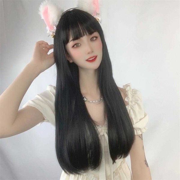 

wholesale wig female japanese comic bangs long black straight hair high