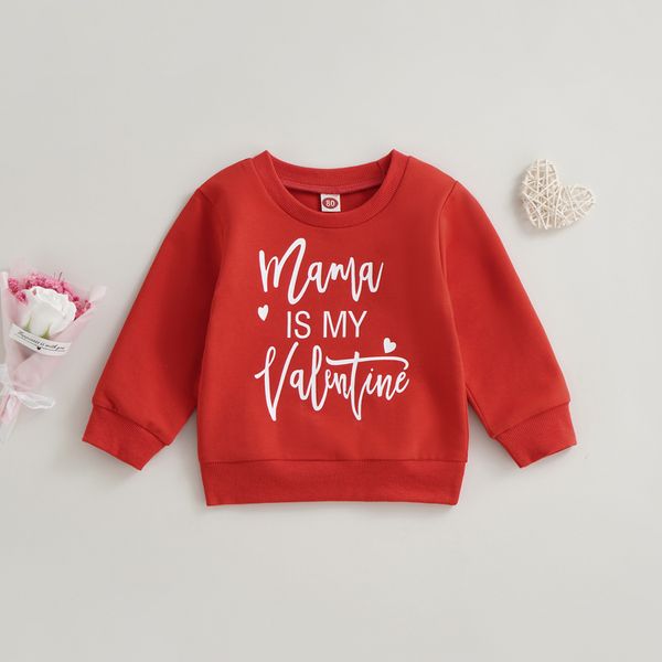 

hoodies sweatshirts -10-20 lioraitiin 0-4years toddler kid girls valentines day shirt long sleeve round neck letters print loose 230317, Black