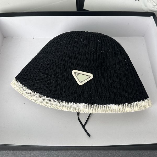 

Designer Ball Caps Women's Inverted Triangle Colored Ice Silk Bucket Hat Straw Knitted Fisherman Summer Sunshade Sunscreen Dome Sun Hat Basin Hat Baseball FZZS