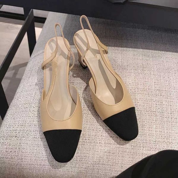 

sandals channel designer slides shoes small fragrance sandals new color matching french thick heel shoes higy gqjj, Black