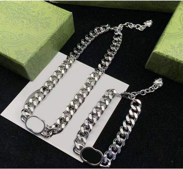 

men women choker necklace designer stainless steel bracelets cuban link silver chain letter pendants for hip ho8905741