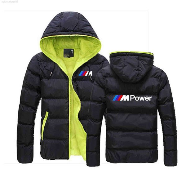

2021 bmw power men customize down warm jackets sportswear zipper tracksuit coat hoodies slim coats wild, Black