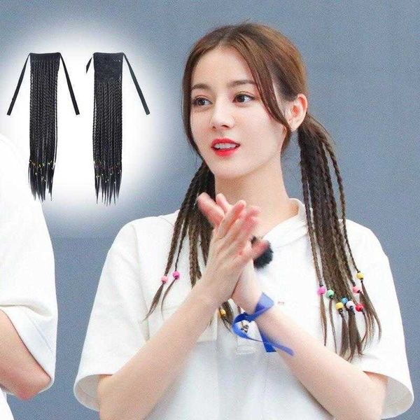 

wig female ponytail hip hop dreadlocks braided small braid twist natural, Black