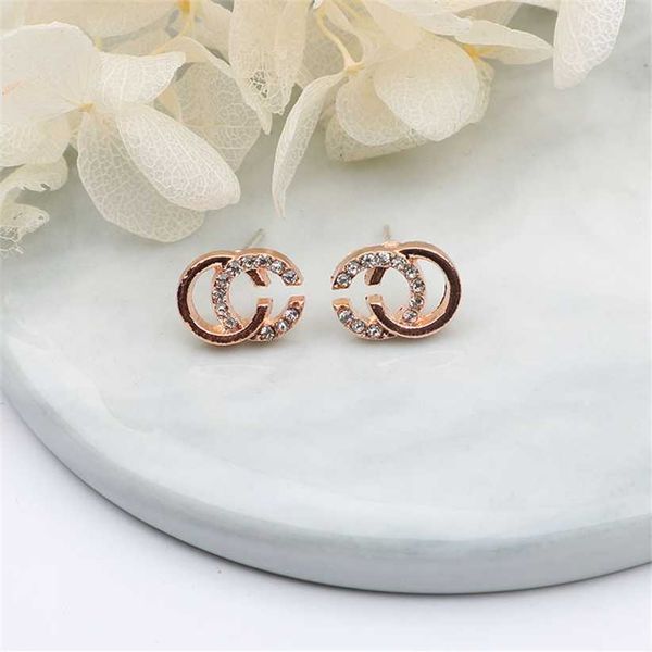 

2023 designer new 2019 new cool rose gold plated double feminine letter c earrings, Golden