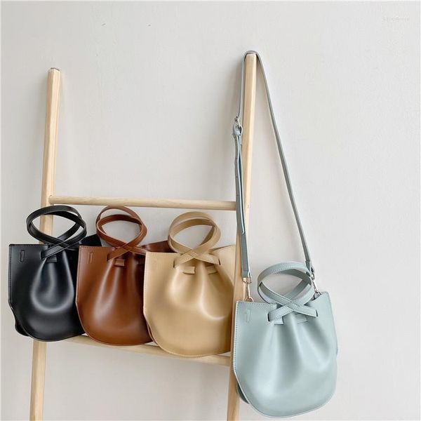

backpack style women fashionable fold handbag niche design single shoulder diagonal bucket bagsolid color all-match