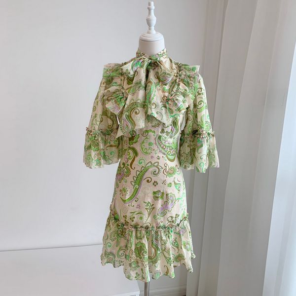 

australian designer dress stand collar floral printed mini dress, Black;gray