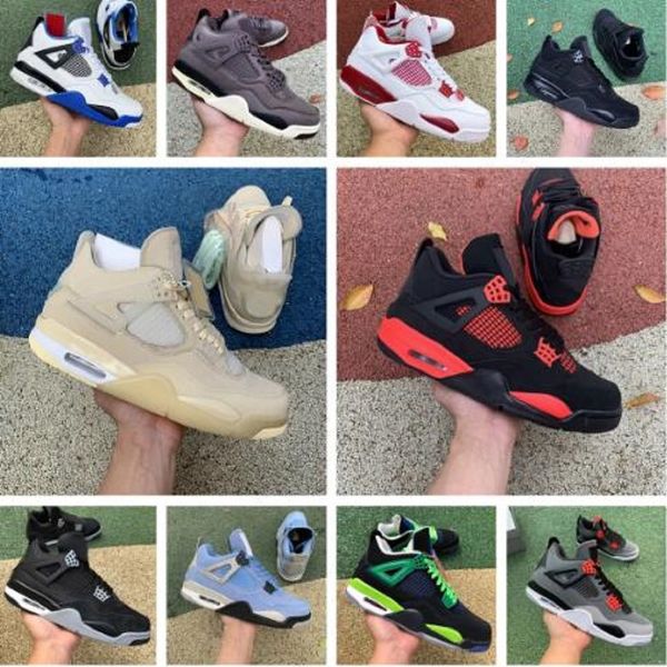

2023 women mens jumpman 4 basketball shoes 4s black cat seafoam sail pn dust thunder military a ma maniere white oreo midnight navy bred tra