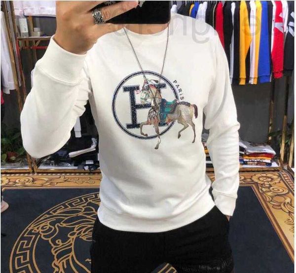

men's hoodies & sweatshirts designer sweatshirt men's autumn 2021 round neck tide ins heavy industry drill set long sleeve t-shirt, Black