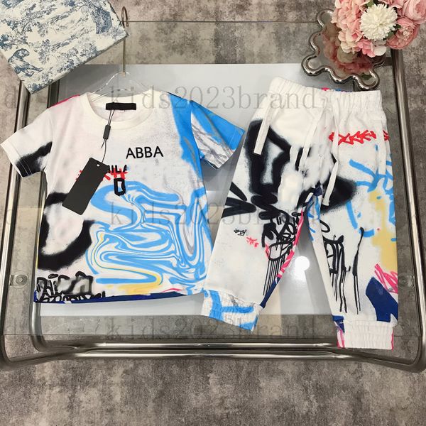 

boys sets mercerized cotton t-shirt short sleeve sweater trousers high end boys' lapel short sleeve t shirts tracksuits brand designer, White