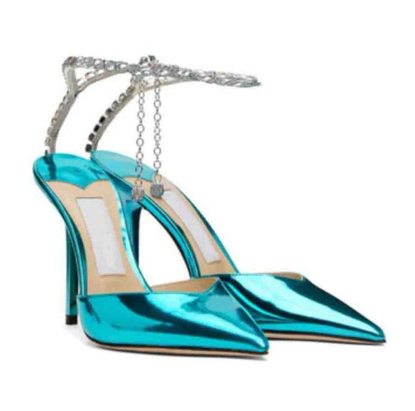 

luxury ladies saeda 100 dress shoes pumps women's high heels crystals ankle strap point toe rhinestone embellishment sandals elegant we, Black