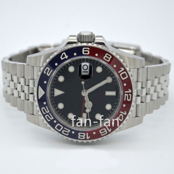 

v12 factory watch cal.3186 ll pepsi red blue ceramic 126710blro watch box/papers, Slivery;brown
