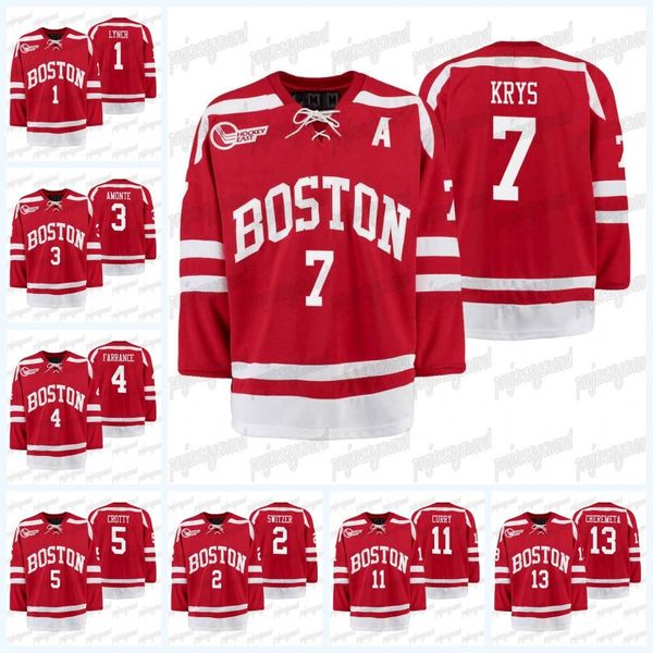 

2021 boston university terriers jersey chad krys dante fabbro max willman gabriel chabot david farrance nico lynch shane switzer ty amonte, Black;red