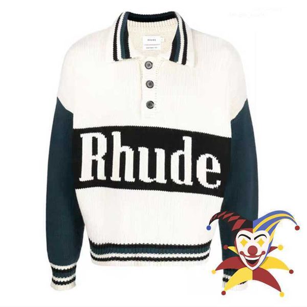 

2022fw rhude knitted sweater men women rhude jacquard sweatshirts inside tags, White;black