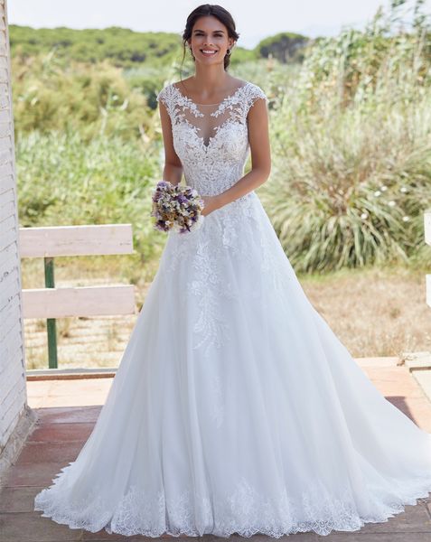 

2023 bohemian a line wedding dresses sleeveless lace applique long tulle bridal gowns modern boho beach vestido de novia robe mariage, White