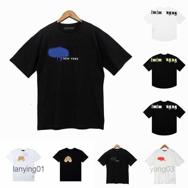 

designer of luxury t shirt summer brand palms oversize t-shirts mens graphic tees womens tie dyeing brown bear printed 2023 new hip, White;black