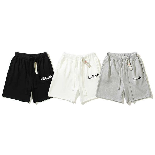 

men's shorts american fog double thread co branded new wide drawstring letter streamer casual sports five point shorts, White;black