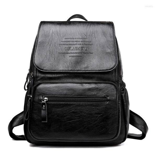 

backpack style vintage leather backpacks quality sac a dos mochilas women rucksacks for girls dayback school girl