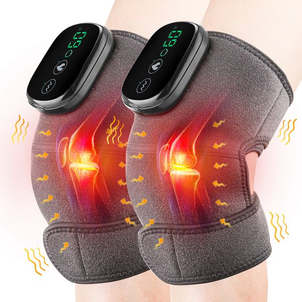 

leg massagers electric heating vibration knee massager brace support high frequency relieve arthritis pain compress rehabilitation therapy 2