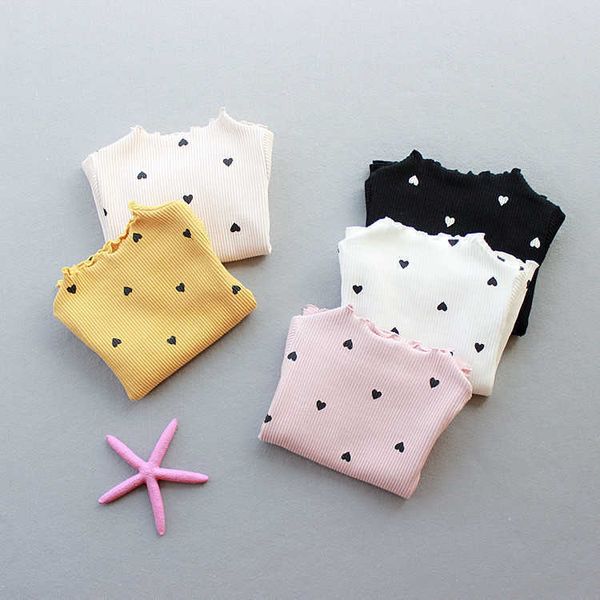 

t-shirts 2022 cute girls t-shirt winter autumn baby girl long sleeve o-neck love spring t-shirt bottoming shirt child 4 colors w0317, Blue