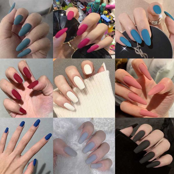 

false nails long pointed nail fake patch wear finished wind 230318, Red;gold