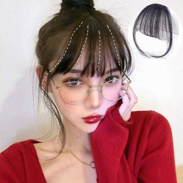 

chemical fiber hair female bang internet celebrity air liu hai belt sideburns, Black;brown