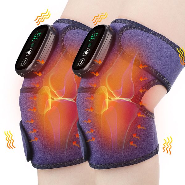 

leg massagers red light heating knee massager electric 3 in 1 shoulder elbows knee strap keep warm vibration relief arthritis pain pad massa