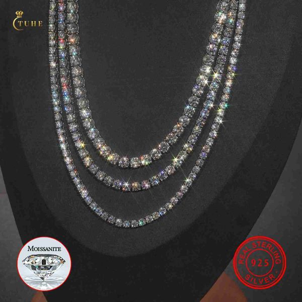 

fashion women jewelry d color vvs1 clarify moissanite diamond tennis chain necklace for valentine's day, Silver