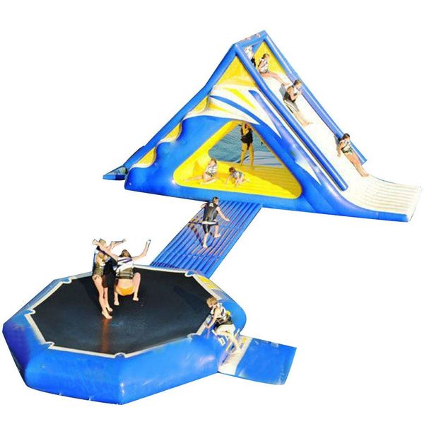 

customized trampolines pvc inflatable water slide with trampoline sea floating park eatertainment send by ship to door