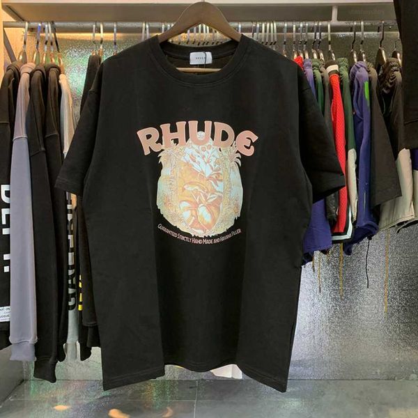 

oversized rhude letter t-shirt women men t shirt short sleeve tees, White;black
