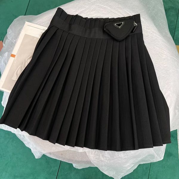 

Designer Womens Fashion Skirts Summer Casual Pleated Skirt Classic Print Pattern Dresses Women Low Waist A-line Skirts With Mini Purses, S3