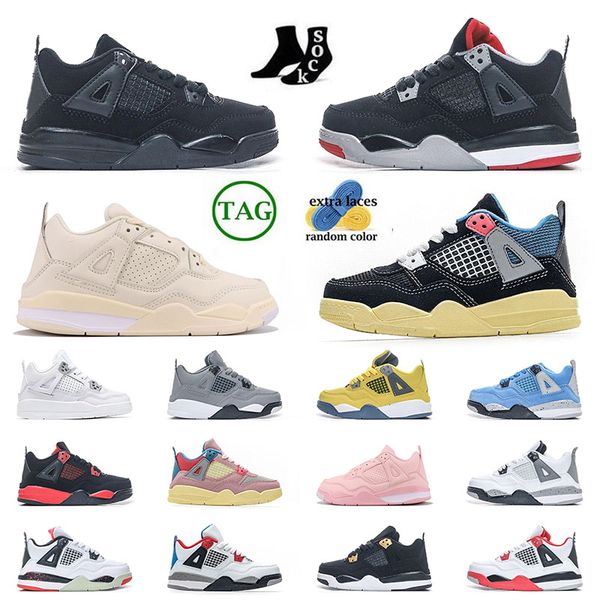 

wholesale new kid shoes 4s children preschool toddler movement athletic outdoor baby designer sneaker white cement black cat bred sail red t