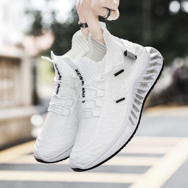 

running shoes men's spring and autumn new socks opening design high elasticity breathable sports running shoes flying weave casual shoe