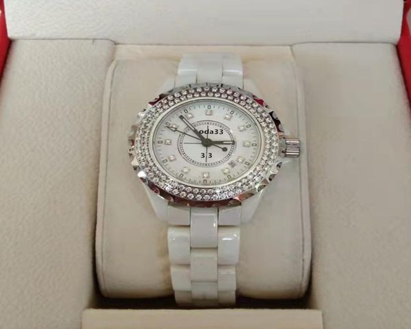 

h0967 diamond factory womens watch classic style luxury fashion lady white black ceramic 33mm watches quality jpan quartz wri6514110, Slivery;golden