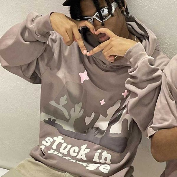 

broken planet hoodie ins personalized hip hop english print loose versatile hooded sweater thin coat men's and women's trend, Black