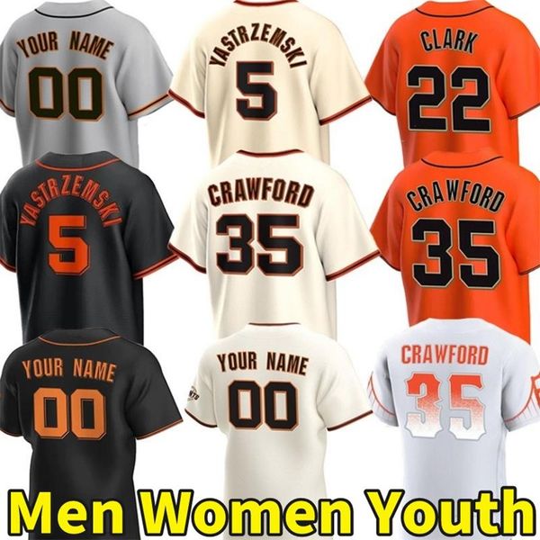 

men women youth baseball jerseys brandon crawford mike yastrzemski michael conforto mitch haniger joc pederson logan webb will clark joey, Blue;black