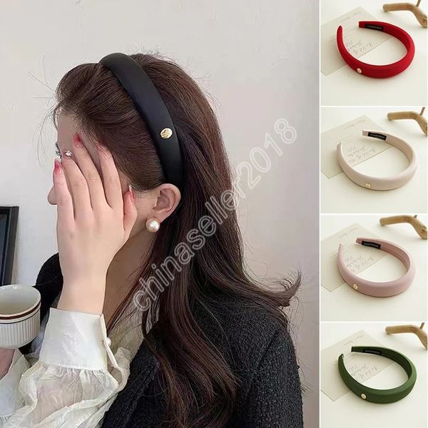 

korean fashion headband padded soild satin sponge hairbands for women girl hair band female hair hoop headwear hair accessories, Silver