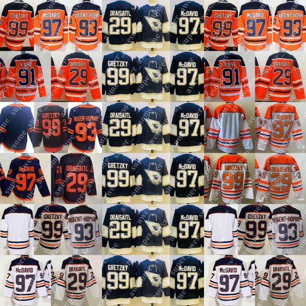 

hockey jerseys connor mcdavid wayne gretzky leon draisaitl ryan nugenthopkins evander kane jack campbell orange ice hockey jersey, Black;red